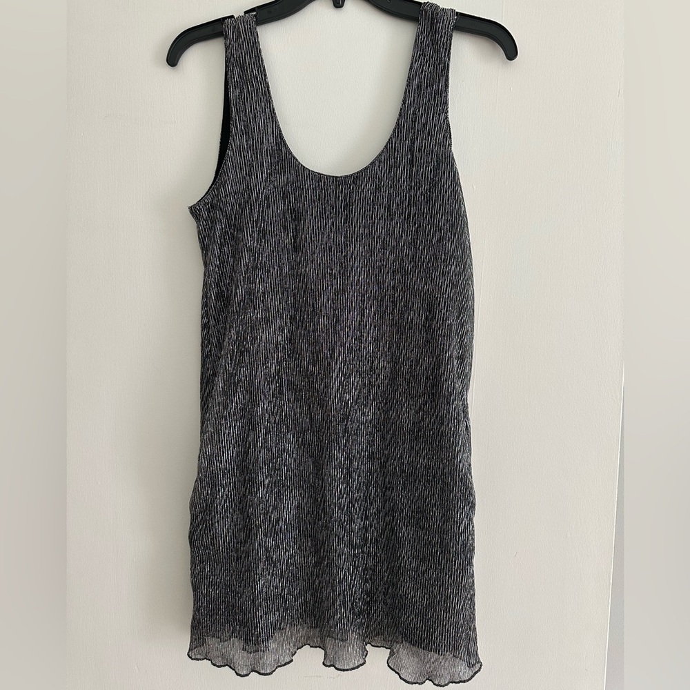 Lovers + Friends Black and Silver Striped Dress